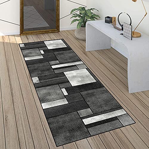 QQrunner Teppichläufer rutschfest Läufer Flur 50x150CM Küchenteppich Patchwork Grau Waschbar Meterware Schlafzimmer Korridor Teppich Lang, Länge Anpassbare, 40-120cm Breit von QQrunner