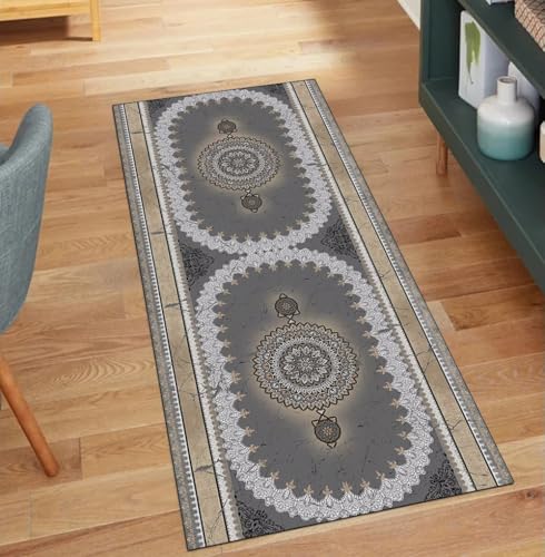 QQrunner Vintage Braun Läufer Waschbar 100x550CM Kücheteppich rutschfest Teppichläufer Meterware Lang Korridor Polyester Wohnzimmer Schmutzfangmatte QQrunner Vintage Braun Läufer Waschbar 100x550CM Kücheteppich rutschfest Teppichläufer Meterware Lang Korridor Polyester Wohnzimmer Schmutzfangmatte von QQrunner