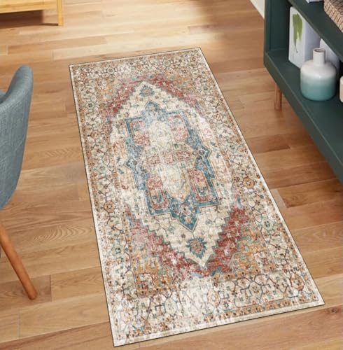 QQrunner Vintage Teppich Läufer Flur rutschfest Waschbar 110x650CM Teppichläufer Küchenteppich Meterware Lang Grau Orange Korridor Kücheläufer QQrunner Vintage Teppich Läufer Flur rutschfest Waschbar 110x650CM Teppichläufer Küchenteppich Meterware Lang Grau Orange Korridor Kücheläufer von QQrunner