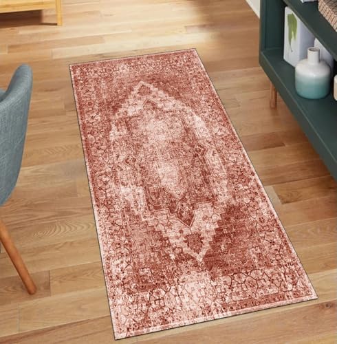 QQrunner Vintage Teppich Läufer Flur rutschfest Waschbar 50x950CM Teppichläufer Küchenteppich Meterware Lang Rot Korridor Kücheläufer QQrunner Vintage Teppich Läufer Flur rutschfest Waschbar 50x950CM Teppichläufer Küchenteppich Meterware Lang Rot Korridor Kücheläufer von QQrunner