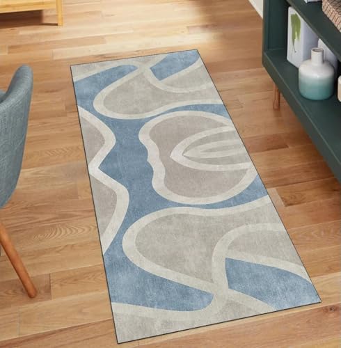 QQrunner rutschfest Teppichläufer Waschbar Grau 120x200CM Teppich Läufer Flur Meterware Lang Patchwork Küchenläufer Korridor Polyester Wohnzimmer Schmutzfangmatte von QQrunner