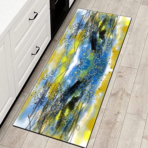 QQrunner Teppich Läufer Flur Küchen 80x100cm Abstrakt Küchenläufer Waschbar Bunt rutschfest Meterware Lang Teppichläufer Wohnzimmer Schlafzimmer Korridor 40-120cm Breit, Anpassbare Größe von QQrunner