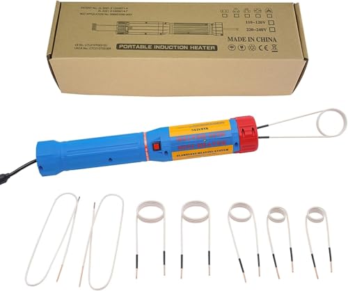 QRANSEUYXY Induktionsheizung kfz 1.1KW mit 8 Heizspulen Magnetische Induktionsheizgerät Set zum Entfernen von Bolzen und Muttern, Maximale Heiztemperatur 800°C von QRANSEUYXY