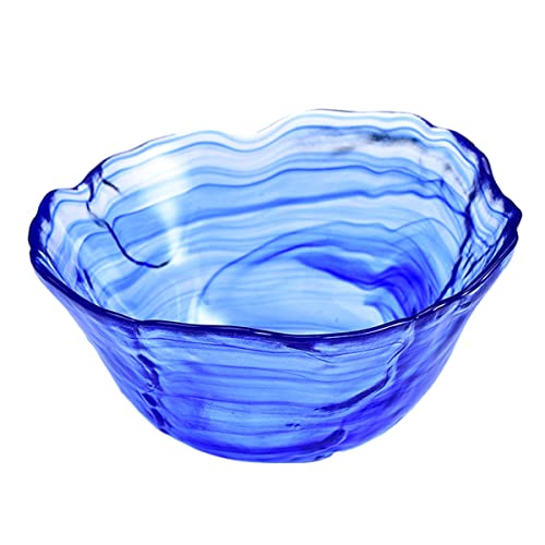 QRATIE Tintenglasschale Im Japanischen Stil, Blau, Salatschüssel, Obstschale, Kreatives Geschirr, 16,8 Cm, Dessertschale, Unregelmäßige Suppenschüssel (Size : 17cm) von QRATIE