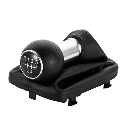 QRDKKL Auto Schaltknauf Für A3 S3 2001-2003 Auto-Schalthebel-Schaltknauf-Hebelgriffkopf Mit Staubdichter Lederabdeckung 5/6-Gang(5 Speed-Silver black) von QRDKKL