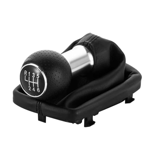 QRDKKL Auto Schaltknauf Für A3 S3 2001-2003 Auto-Schalthebel-Schaltknauf-Hebelgriffkopf Mit Staubdichter Lederabdeckung 5/6-Gang(6 Speed-Silver black) von QRDKKL