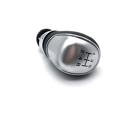 QRDKKL Auto Schaltknauf Für Ford Für C-MAX Für Facelift Für Kuga 5/6-Gang-Schaltknauf Mit Leder-Boot Gaitor(Silver 5speed) von QRDKKL