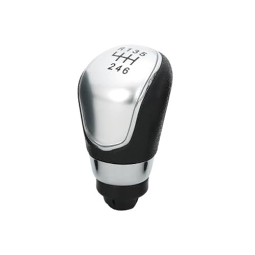 QRDKKL Auto Schaltknauf Für Ford Für Fiesta 2008-2012 5/6 Geschwindigkeit Manuelle Getriebe Schaltknauf Gamasche Boot Abdeckung Fall Kragen(6-Speed Silver Knob) von QRDKKL