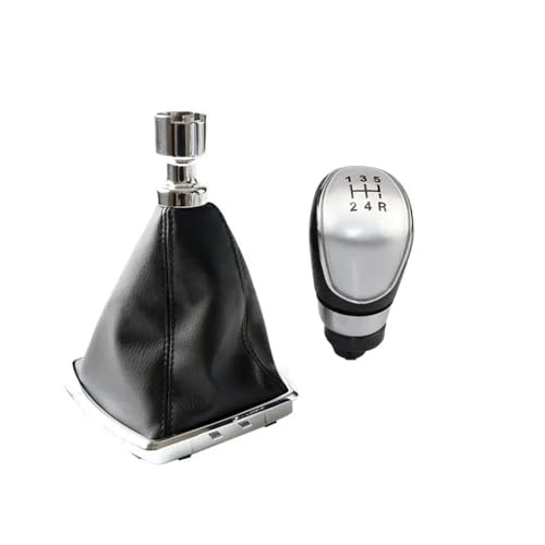 QRDKKL Auto Schaltknauf Für Ford Für Kuga I MK1 2008-2012 Für C-MAX 2007-2010 Schaltknauf Hebel Getriebe Shifter Abdeckung(5 Speed Silver) von QRDKKL