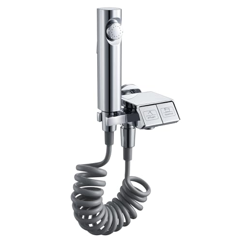 QREZAA Bidet Handbrause Set Chrom für Toilette, Wandmontiert Eins Rein Zwei Raus Bad mit Federschlauch QREZAA Bidet Handbrause Set Chrom für Toilette, Wandmontiert Eins Rein Zwei Raus Bad mit Federschlauch von QREZAA
