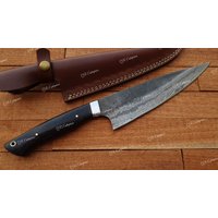 Küchenmesser | Handgemachtes Damast-Stahl Chefmesser Steakmesser Outdoor Messer Professionelles Kochmesser Mit Lederlaken Qr-B10 von QREnterprises