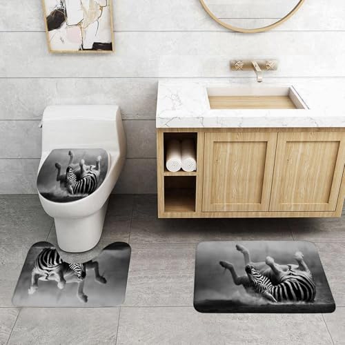 QRFASFZO 3 Stück Badematten und WC Vorleger Microfaser Weiches Badteppich badvorleger rutschfest Waschbar Badezimmerteppich Set, Zebra wälzt Sich im Staub Künstlerische Wilde Säugetieraktivität QRFASFZO 3 Stück Badematten und WC Vorleger Microfaser Weiches Badteppich badvorleger rutschfest Waschbar Badezimmerteppich Set, Zebra wälzt Sich im Staub Künstlerische Wilde Säugetieraktivität von QRFASFZO