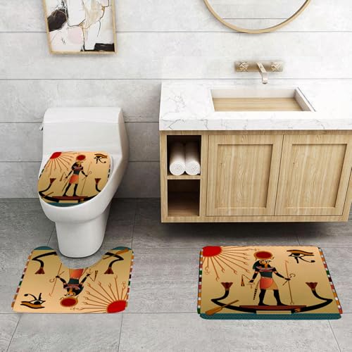 QRFASFZO 3 Stück Badematten und WC Vorleger Microfaser Weiches Badteppich badvorleger rutschfest Waschbar Badezimmerteppich Set,Ägyptisch, Antiker Charakter Sonne Antike Ägyptische Gnade QRFASFZO 3 Stück Badematten und WC Vorleger Microfaser Weiches Badteppich badvorleger rutschfest Waschbar Badezimmerteppich Set,Ägyptisch, Antiker Charakter Sonne Antike Ägyptische Gnade von QRFASFZO