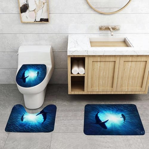 QRFASFZO 3 Stück Badematten und WC Vorleger Microfaser Weiches Badteppich badvorleger rutschfest Waschbar Badezimmerteppich Set,Abbildung: Zwei Haie bilden unter Wasser einen Kreis QRFASFZO 3 Stück Badematten und WC Vorleger Microfaser Weiches Badteppich badvorleger rutschfest Waschbar Badezimmerteppich Set,Abbildung: Zwei Haie bilden unter Wasser einen Kreis von QRFASFZO