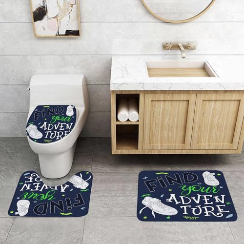 QRFASFZO 3 Stück Badematten und WC Vorleger Microfaser Weiches Badteppich badvorleger rutschfest Waschbar Badezimmerteppich Set,Abenteuer, Jugenddesign Finde Dein Abenteuer Zitat Waldelemente und Sn QRFASFZO 3 Stück Badematten und WC Vorleger Microfaser Weiches Badteppich badvorleger rutschfest Waschbar Badezimmerteppich Set,Abenteuer, Jugenddesign Finde Dein Abenteuer Zitat Waldelemente und Sn von QRFASFZO