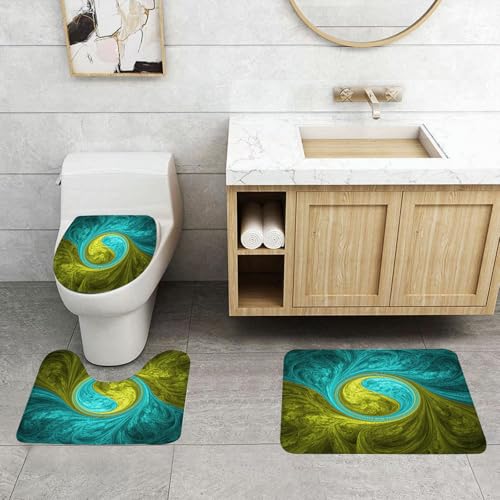 QRFASFZO 3 Stück Badematten und WC Vorleger Microfaser Weiches Badteppich badvorleger rutschfest Waschbar Badezimmerteppich Set,Abstrakte fraktale Kunst mit Yin, dynamische fraktale Bilder in Türkis QRFASFZO 3 Stück Badematten und WC Vorleger Microfaser Weiches Badteppich badvorleger rutschfest Waschbar Badezimmerteppich Set,Abstrakte fraktale Kunst mit Yin, dynamische fraktale Bilder in Türkis von QRFASFZO