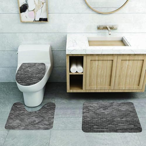 QRFASFZO 3 Stück Badematten und WC Vorleger Microfaser Weiches Badteppich badvorleger rutschfest Waschbar Badezimmerteppich Set,Abstrakter Grauer Zementziegelwand-Texturhintergrund. QRFASFZO 3 Stück Badematten und WC Vorleger Microfaser Weiches Badteppich badvorleger rutschfest Waschbar Badezimmerteppich Set,Abstrakter Grauer Zementziegelwand-Texturhintergrund. von QRFASFZO