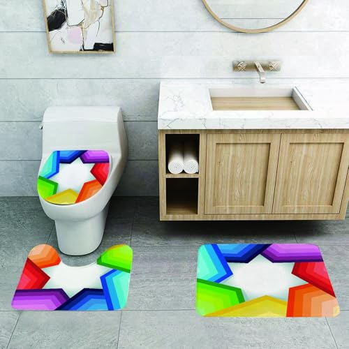 QRFASFZO 3 Stück Badematten und WC Vorleger Microfaser Weiches Badteppich badvorleger rutschfest Waschbar Badezimmerteppich Set,Abstrakter Hintergrund, regenbogenfarbene Streifen bilden einen riesig QRFASFZO 3 Stück Badematten und WC Vorleger Microfaser Weiches Badteppich badvorleger rutschfest Waschbar Badezimmerteppich Set,Abstrakter Hintergrund, regenbogenfarbene Streifen bilden einen riesig von QRFASFZO