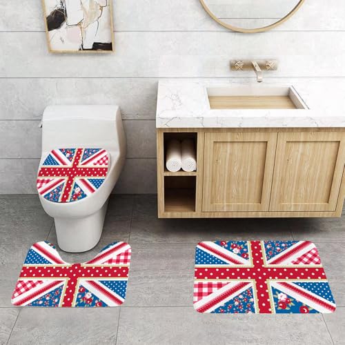 QRFASFZO 3 Stück Badematten und WC Vorleger Microfaser Weiches Badteppich badvorleger rutschfest Waschbar Badezimmerteppich Set,Alliance Jack Patchwork, Blumen, Punkte und Quadrate und andere versch QRFASFZO 3 Stück Badematten und WC Vorleger Microfaser Weiches Badteppich badvorleger rutschfest Waschbar Badezimmerteppich Set,Alliance Jack Patchwork, Blumen, Punkte und Quadrate und andere versch von QRFASFZO