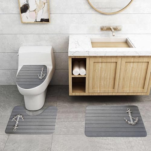 QRFASFZO 3 Stück Badematten und WC Vorleger Microfaser Weiches Badteppich badvorleger rutschfest Waschbar Badezimmerteppich Set,Anker, Holzanker mit Seil an der Wand Antikes Meeresnatur-Abenteuer-Th QRFASFZO 3 Stück Badematten und WC Vorleger Microfaser Weiches Badteppich badvorleger rutschfest Waschbar Badezimmerteppich Set,Anker, Holzanker mit Seil an der Wand Antikes Meeresnatur-Abenteuer-Th von QRFASFZO