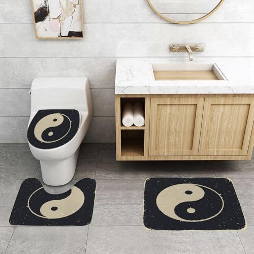 QRFASFZO 3 Stück Badematten und WC Vorleger Microfaser Weiches Badteppich badvorleger rutschfest Waschbar Badezimmerteppich Set,Ansicht eines Yin- und Yang-Symbols auf grauem Hintergrund. QRFASFZO 3 Stück Badematten und WC Vorleger Microfaser Weiches Badteppich badvorleger rutschfest Waschbar Badezimmerteppich Set,Ansicht eines Yin- und Yang-Symbols auf grauem Hintergrund. von QRFASFZO