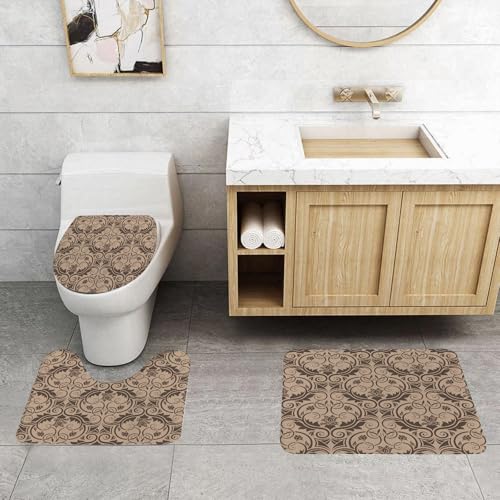 QRFASFZO 3 Stück Badematten und WC Vorleger Microfaser Weiches Badteppich badvorleger rutschfest Waschbar Badezimmerteppich Set,Antike venezianische Vintage-Blumen mit wirbelnden Linien Renaissance QRFASFZO 3 Stück Badematten und WC Vorleger Microfaser Weiches Badteppich badvorleger rutschfest Waschbar Badezimmerteppich Set,Antike venezianische Vintage-Blumen mit wirbelnden Linien Renaissance von QRFASFZO