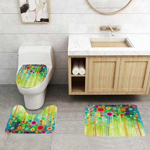 QRFASFZO 3 Stück Badematten und WC Vorleger Microfaser Weiches Badteppich badvorleger rutschfest Waschbar Badezimmerteppich Set,Aquarell Blume Home, Abstrakte Löwenzahn inspiriert Spirale Blütenblät QRFASFZO 3 Stück Badematten und WC Vorleger Microfaser Weiches Badteppich badvorleger rutschfest Waschbar Badezimmerteppich Set,Aquarell Blume Home, Abstrakte Löwenzahn inspiriert Spirale Blütenblät von QRFASFZO