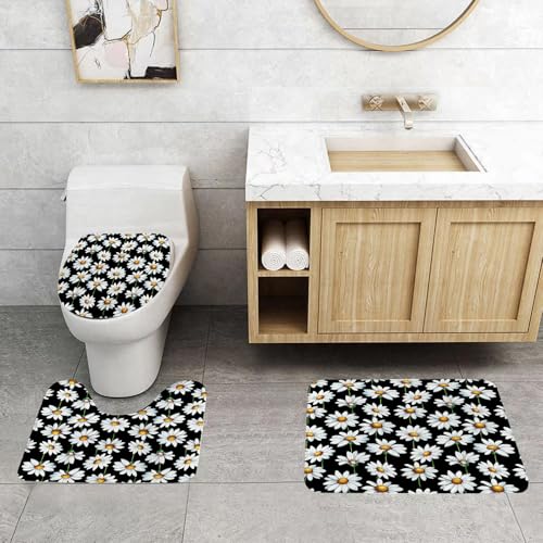 QRFASFZO 3 Stück Badematten und WC Vorleger Microfaser Weiches Badteppich badvorleger rutschfest Waschbar Badezimmerteppich Set,Aquarell Gänseblümchen Blume Nahtlose Muster QRFASFZO 3 Stück Badematten und WC Vorleger Microfaser Weiches Badteppich badvorleger rutschfest Waschbar Badezimmerteppich Set,Aquarell Gänseblümchen Blume Nahtlose Muster von QRFASFZO