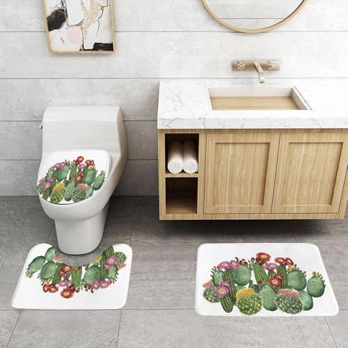 QRFASFZO 3 Stück Badematten und WC Vorleger Microfaser Weiches Badteppich badvorleger rutschfest Waschbar Badezimmerteppich Set,Aquarell-Kaktus-Grenze isoliert auf weißem Hintergrund QRFASFZO 3 Stück Badematten und WC Vorleger Microfaser Weiches Badteppich badvorleger rutschfest Waschbar Badezimmerteppich Set,Aquarell-Kaktus-Grenze isoliert auf weißem Hintergrund von QRFASFZO