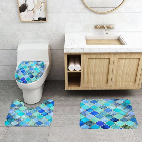 QRFASFZO 3 Stück Badematten und WC Vorleger Microfaser Weiches Badteppich badvorleger rutschfest Waschbar Badezimmerteppich Set,Aquarell handgezeichnetes blau-Violettes Buntglasfensterdesign. Orient QRFASFZO 3 Stück Badematten und WC Vorleger Microfaser Weiches Badteppich badvorleger rutschfest Waschbar Badezimmerteppich Set,Aquarell handgezeichnetes blau-Violettes Buntglasfensterdesign. Orient von QRFASFZO