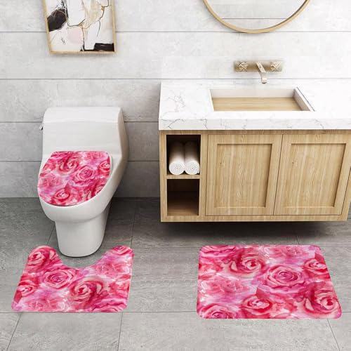 QRFASFZO 3 Stück Badematten und WC Vorleger Microfaser Weiches Badteppich badvorleger rutschfest Waschbar Badezimmerteppich Set,Aquarellblumen, gemischte Rosen malen w QRFASFZO 3 Stück Badematten und WC Vorleger Microfaser Weiches Badteppich badvorleger rutschfest Waschbar Badezimmerteppich Set,Aquarellblumen, gemischte Rosen malen w von QRFASFZO