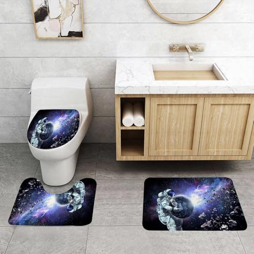 QRFASFZO 3 Stück Badematten und WC Vorleger Microfaser Weiches Badteppich badvorleger rutschfest Waschbar Badezimmerteppich Set,Astronauten umarmen die Erde, Nebel und Asteroiden in der kosmischen L QRFASFZO 3 Stück Badematten und WC Vorleger Microfaser Weiches Badteppich badvorleger rutschfest Waschbar Badezimmerteppich Set,Astronauten umarmen die Erde, Nebel und Asteroiden in der kosmischen L von QRFASFZO