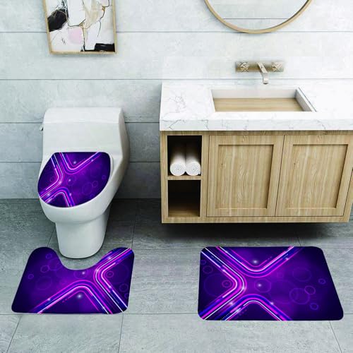 QRFASFZO 3 Stück Badematten und WC Vorleger Microfaser Weiches Badteppich badvorleger rutschfest Waschbar Badezimmerteppich Set,Aubergine, Lila Abstrakte Parallele Linien in Einer Violetten Umgebung QRFASFZO 3 Stück Badematten und WC Vorleger Microfaser Weiches Badteppich badvorleger rutschfest Waschbar Badezimmerteppich Set,Aubergine, Lila Abstrakte Parallele Linien in Einer Violetten Umgebung von QRFASFZO
