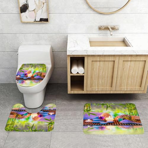 QRFASFZO 3 Stück Badematten und WC Vorleger Microfaser Weiches Badteppich badvorleger rutschfest Waschbar Badezimmerteppich Set,Badezimmer mit Handtuch, Stein, Kerze und blauen Kieselsteinen, Kerze QRFASFZO 3 Stück Badematten und WC Vorleger Microfaser Weiches Badteppich badvorleger rutschfest Waschbar Badezimmerteppich Set,Badezimmer mit Handtuch, Stein, Kerze und blauen Kieselsteinen, Kerze von QRFASFZO
