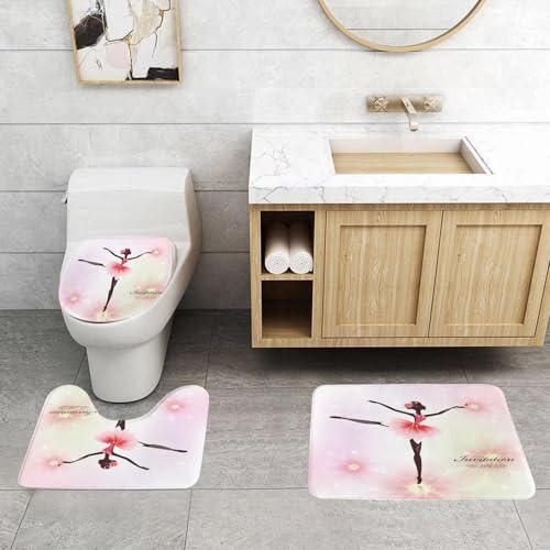 QRFASFZO 3 Stück Badematten und WC Vorleger Microfaser Weiches Badteppich badvorleger rutschfest Waschbar Badezimmerteppich Set,Ballerina Balletttänzerin Bäume Polka Dots Kunstturnen Ballettrock K. QRFASFZO 3 Stück Badematten und WC Vorleger Microfaser Weiches Badteppich badvorleger rutschfest Waschbar Badezimmerteppich Set,Ballerina Balletttänzerin Bäume Polka Dots Kunstturnen Ballettrock K. von QRFASFZO