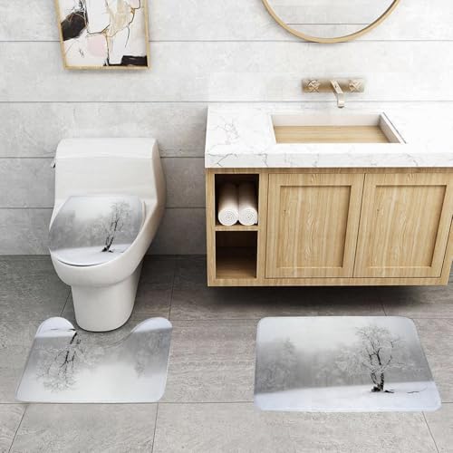 QRFASFZO 3 Stück Badematten und WC Vorleger Microfaser Weiches Badteppich badvorleger rutschfest Waschbar Badezimmerteppich Set,Baum bedeckt in nebligen Winterwald, tragende Bäume und neblige Wälder QRFASFZO 3 Stück Badematten und WC Vorleger Microfaser Weiches Badteppich badvorleger rutschfest Waschbar Badezimmerteppich Set,Baum bedeckt in nebligen Winterwald, tragende Bäume und neblige Wälder von QRFASFZO