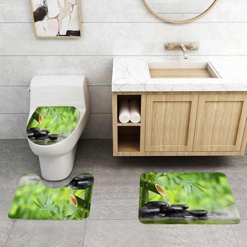 QRFASFZO 3 Stück Badematten und WC Vorleger Microfaser Weiches Badteppich badvorleger rutschfest Waschbar Badezimmerteppich Set,Bild der Gelassenheit von Wasser, das zu Steinen fließt, Wasser auf Ki QRFASFZO 3 Stück Badematten und WC Vorleger Microfaser Weiches Badteppich badvorleger rutschfest Waschbar Badezimmerteppich Set,Bild der Gelassenheit von Wasser, das zu Steinen fließt, Wasser auf Ki von QRFASFZO