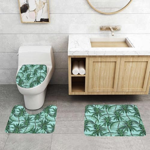 QRFASFZO 3 Stück Badematten und WC Vorleger Microfaser Weiches Badteppich badvorleger rutschfest Waschbar Badezimmerteppich Set,Blätter auf dem rosa Hintergrund. Tropische Illustration. Dschungellau QRFASFZO 3 Stück Badematten und WC Vorleger Microfaser Weiches Badteppich badvorleger rutschfest Waschbar Badezimmerteppich Set,Blätter auf dem rosa Hintergrund. Tropische Illustration. Dschungellau von QRFASFZO