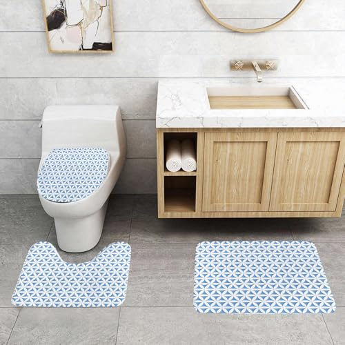 QRFASFZO 3 Stück Badematten und WC Vorleger Microfaser Weiches Badteppich badvorleger rutschfest Waschbar Badezimmerteppich Set,Blaue Blume des Lebens heiligen geometrischen nahtlosen Hintergrund QRFASFZO 3 Stück Badematten und WC Vorleger Microfaser Weiches Badteppich badvorleger rutschfest Waschbar Badezimmerteppich Set,Blaue Blume des Lebens heiligen geometrischen nahtlosen Hintergrund von QRFASFZO