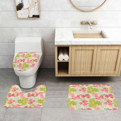 QRFASFZO 3 Stück Badematten und WC Vorleger Microfaser Weiches Badteppich badvorleger rutschfest Waschbar Badezimmerteppich Set,Blumen, handgezeichnete Pastellblütenblätter in lebendigem Kontrast, N QRFASFZO 3 Stück Badematten und WC Vorleger Microfaser Weiches Badteppich badvorleger rutschfest Waschbar Badezimmerteppich Set,Blumen, handgezeichnete Pastellblütenblätter in lebendigem Kontrast, N von QRFASFZO