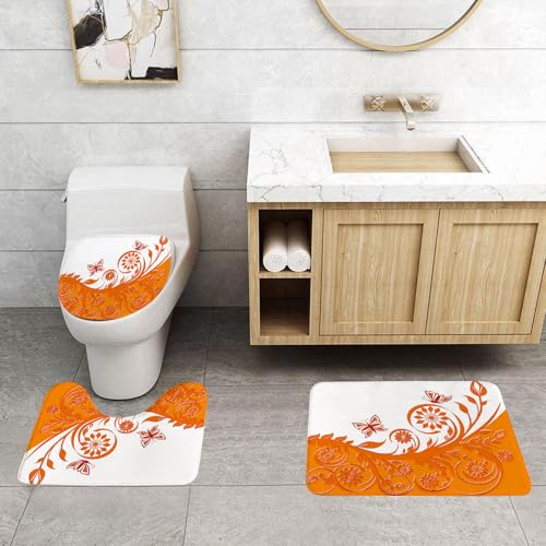 QRFASFZO 3 Stück Badematten und WC Vorleger Microfaser Weiches Badteppich badvorleger rutschfest Waschbar Badezimmerteppich Set,Blumenhintergrund mit Schmetterlingen. QRFASFZO 3 Stück Badematten und WC Vorleger Microfaser Weiches Badteppich badvorleger rutschfest Waschbar Badezimmerteppich Set,Blumenhintergrund mit Schmetterlingen. von QRFASFZO