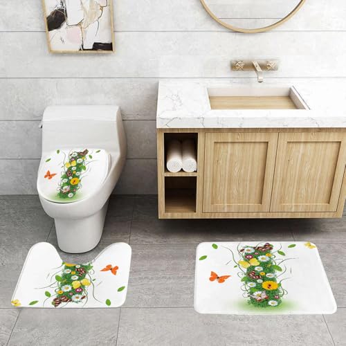 QRFASFZO 3 Stück Badematten und WC Vorleger Microfaser Weiches Badteppich badvorleger rutschfest Waschbar Badezimmerteppich Set,Buchstabe I, Natur-Themen-Alphabet-Element Grünes Laub Gänseblümchen S QRFASFZO 3 Stück Badematten und WC Vorleger Microfaser Weiches Badteppich badvorleger rutschfest Waschbar Badezimmerteppich Set,Buchstabe I, Natur-Themen-Alphabet-Element Grünes Laub Gänseblümchen S von QRFASFZO