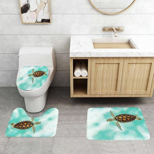 QRFASFZO 3 Stück Badematten und WC Vorleger Microfaser Weiches Badteppich badvorleger rutschfest Waschbar Badezimmerteppich Set,Cartoon, eine majestätische Schildkröte, die friedlich im sonnigen tür QRFASFZO 3 Stück Badematten und WC Vorleger Microfaser Weiches Badteppich badvorleger rutschfest Waschbar Badezimmerteppich Set,Cartoon, eine majestätische Schildkröte, die friedlich im sonnigen tür von QRFASFZO