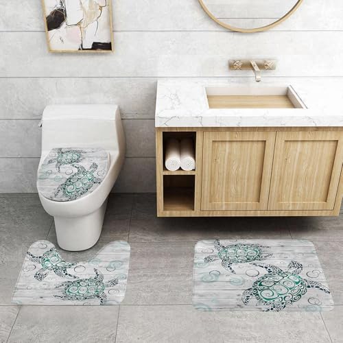 QRFASFZO 3 Stück Badematten und WC Vorleger Microfaser Weiches Badteppich badvorleger rutschfest Waschbar Badezimmerteppich Set,Dekorative Meeresschildkröte aus Holz, Rotierende Meeresschildkröte en QRFASFZO 3 Stück Badematten und WC Vorleger Microfaser Weiches Badteppich badvorleger rutschfest Waschbar Badezimmerteppich Set,Dekorative Meeresschildkröte aus Holz, Rotierende Meeresschildkröte en von QRFASFZO