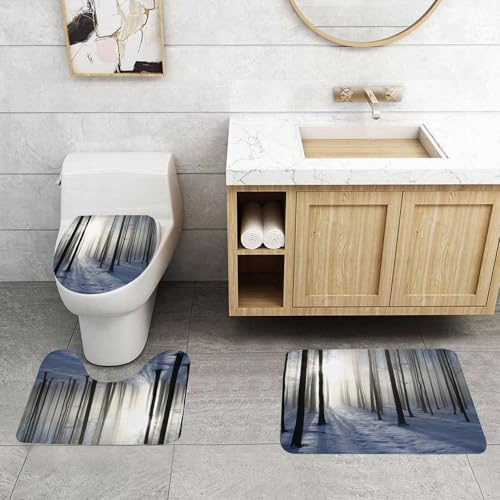 QRFASFZO 3 Stück Badematten und WC Vorleger Microfaser Weiches Badteppich badvorleger rutschfest Waschbar Badezimmerteppich Set,Der Bezaubernde Wald im Winter, die Sonne scheint vom Boden aus dem Sc QRFASFZO 3 Stück Badematten und WC Vorleger Microfaser Weiches Badteppich badvorleger rutschfest Waschbar Badezimmerteppich Set,Der Bezaubernde Wald im Winter, die Sonne scheint vom Boden aus dem Sc von QRFASFZO