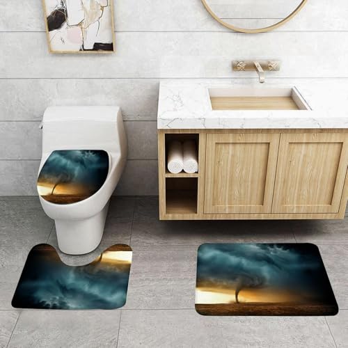 QRFASFZO 3 Stück Badematten und WC Vorleger Microfaser Weiches Badteppich badvorleger rutschfest Waschbar Badezimmerteppich Set,Der bedrohliche Wirbel eines Tornados, Nature's Wrath Tornado entfesse QRFASFZO 3 Stück Badematten und WC Vorleger Microfaser Weiches Badteppich badvorleger rutschfest Waschbar Badezimmerteppich Set,Der bedrohliche Wirbel eines Tornados, Nature's Wrath Tornado entfesse von QRFASFZO