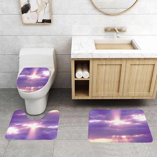 QRFASFZO 3 Stück Badematten und WC Vorleger Microfaser Weiches Badteppich badvorleger rutschfest Waschbar Badezimmerteppich Set,Die Sonne bricht durch die Wolken, Malt den Himmel mit violetten Schat QRFASFZO 3 Stück Badematten und WC Vorleger Microfaser Weiches Badteppich badvorleger rutschfest Waschbar Badezimmerteppich Set,Die Sonne bricht durch die Wolken, Malt den Himmel mit violetten Schat von QRFASFZO
