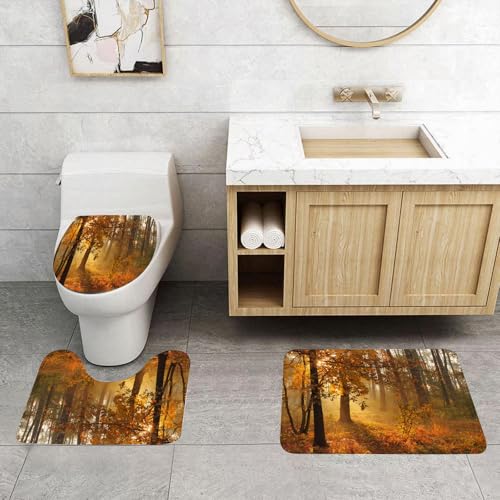 QRFASFZO 3 Stück Badematten und WC Vorleger Microfaser Weiches Badteppich badvorleger rutschfest Waschbar Badezimmerteppich Set,Die Sonne scheint durch den Wald aus goldenen Blättern und schafft EIN QRFASFZO 3 Stück Badematten und WC Vorleger Microfaser Weiches Badteppich badvorleger rutschfest Waschbar Badezimmerteppich Set,Die Sonne scheint durch den Wald aus goldenen Blättern und schafft EIN von QRFASFZO