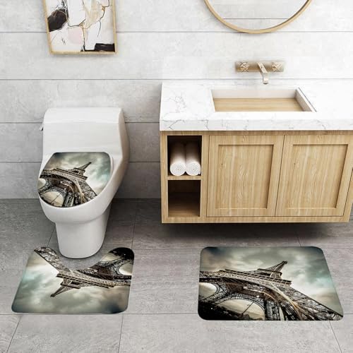 QRFASFZO 3 Stück Badematten und WC Vorleger Microfaser Weiches Badteppich badvorleger rutschfest Waschbar Badezimmerteppich Set,Die anmutigen Linien des ikonischen Eiffelturms Heben Sich von einem d QRFASFZO 3 Stück Badematten und WC Vorleger Microfaser Weiches Badteppich badvorleger rutschfest Waschbar Badezimmerteppich Set,Die anmutigen Linien des ikonischen Eiffelturms Heben Sich von einem d von QRFASFZO
