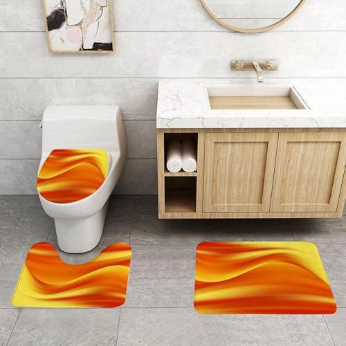 QRFASFZO 3 Stück Badematten und WC Vorleger Microfaser Weiches Badteppich badvorleger rutschfest Waschbar Badezimmerteppich Set,Dynamische Wirbel in Orange und Gelb, fließende Wellen erzeugen EIN NA QRFASFZO 3 Stück Badematten und WC Vorleger Microfaser Weiches Badteppich badvorleger rutschfest Waschbar Badezimmerteppich Set,Dynamische Wirbel in Orange und Gelb, fließende Wellen erzeugen EIN NA von QRFASFZO